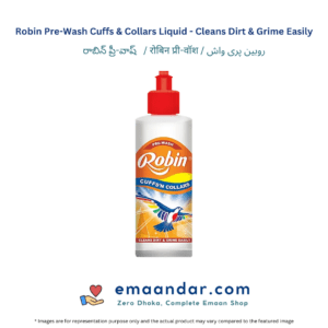 Robin Pre-Wash Cuffs & Collars Liquid – Cleans Dirt & Grime Easily – 200 ml