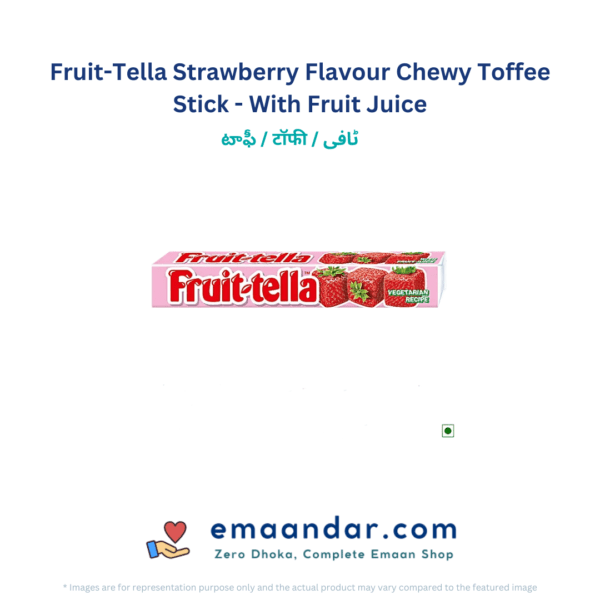 Fruit-Tella Strawberry Flavour Chewy Toffee Stick - With Fruit Juice